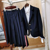 Women Skirt Suit 2022 Slim Gray Balzer Set Pleated Skirt Blazer Two Piece Suit Autumn New