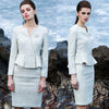 Women Skirt Suits Elegant OL Office Lady  Ruffle Blazer Long Sleeve Pencil Skirt Bodycon Formal Work 2 Piece Set Female