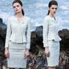Women Skirt Suits Elegant OL Office Lady  Ruffle Blazer Long Sleeve Pencil Skirt Bodycon Formal Work 2 Piece Set Female