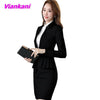 Women Skirt Suits Elegant Slim Full Sleeve Work Ruffle Blazer+Skirt 2 Pieces Sets Office Ladies Skirt Suits