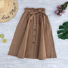 Women Skirts 2023 High Waist Skirt Women Spring Summer Midi Skirts Womens Elastic Waist A Line Ladies Skirts With Belt