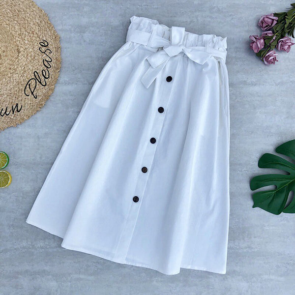 Women Skirts 2023 High Waist Skirt Women Spring Summer Midi Skirts Womens Elastic Waist A Line Ladies Skirts With Belt