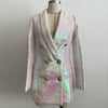Women Sleeve Sequin Blazer Runway Designer Double Breasted Blazers Elegant Notched Collar Long Jacket Blaser Femme