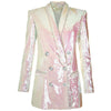 Women Sleeve Sequin Blazer Runway Designer Double Breasted Blazers Elegant Notched Collar Long Jacket Blaser Femme