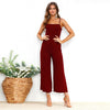 Women Sleeveless Spaghetti Strap Jumpsuits 2022 New Summer Backless Sexy Beach Rompers Casual Ladies Wide Leg Pants Jumpsuit