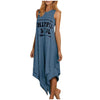 Women Sleeveless Tank Dress  Loose Letter Printed O-Neck Vest Top Female Summer Casual Plus Size Irregular Hem Dresses
