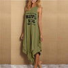 Women Sleeveless Tank Dress  Loose Letter Printed O-Neck Vest Top Female Summer Casual Plus Size Irregular Hem Dresses