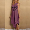 Women Sleeveless Tank Dress  Loose Letter Printed O-Neck Vest Top Female Summer Casual Plus Size Irregular Hem Dresses
