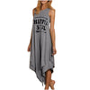 Women Sleeveless Tank Dress  Loose Letter Printed O-Neck Vest Top Female Summer Casual Plus Size Irregular Hem Dresses
