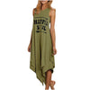 Women Sleeveless Tank Dress  Loose Letter Printed O-Neck Vest Top Female Summer Casual Plus Size Irregular Hem Dresses
