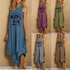 Women Sleeveless Tank Dress  Loose Letter Printed O-Neck Vest Top Female Summer Casual Plus Size Irregular Hem Dresses