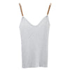 Women Sleeveless Tank Tops Sexy Female V-Neck Knitted Camisole Club Girls Spaghetti Metal Strap Camis Thin Shiny Glitter Bling D