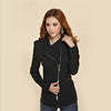 Women Slim Blazer Feminino Coat Casual Jacket small zipper suit jacket female Long-Sleeve Blazer Black patchwork Women Blazer