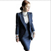 Women Slim Blazer Jacket And Dress Set Bussiness Formal Striped Autumn Spring Women Suits 2 Pieces Set For Office Lady M91423