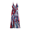 Women Sling Floral Long Dresses Summer Boho V-Neck Sleeveless  Party Beach Floarl Print Maxi Dress Casual Sundress