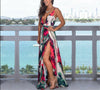 Women Sling Floral Long Dresses Summer Boho V-Neck Sleeveless  Party Beach Floarl Print Maxi Dress Casual Sundress