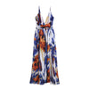Women Sling Floral Long Dresses Summer Boho V-Neck Sleeveless  Party Beach Floarl Print Maxi Dress Casual Sundress