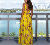 Women Sling Floral Long Dresses Summer Boho V-Neck Sleeveless  Party Beach Floarl Print Maxi Dress Casual Sundress