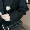 Women Small Blazer Coat Solid Pocket 3D Flower Turndown Collar Long Sleeve Casual Autumn Winter Top 2022 Veste Femme