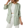 Women Solid Color Blazer Adults Open Front Long Sleeve Lapel Suit Jacket with Pockets
