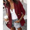 Women Solid Colors Double Breasted Simple Blazer Classic Casual Office Blazer Spring Autumn Street Commute Long Sleeve Jacket