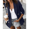 Women Solid Colors Double Breasted Simple Blazer Classic Casual Office Blazer Spring Autumn Street Commute Long Sleeve Jacket