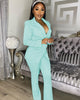Women Solid Colors Office Blazer + Elastic Band Pant Suits Trousers Set Classic Casual Commute Blazer Suit Two Piece Set
