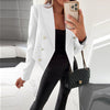 Women Solid Double Breasted Lapel Cardigan Autumn Winter Temperament Slim Short Blazers Office Lady Elegant Outerwears
