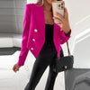 Women Solid Double Breasted Lapel Cardigan Autumn Winter Temperament Slim Short Blazers Office Lady Elegant Outerwears