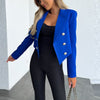 Women Solid Double Breasted Lapel Cardigan Autumn Winter Temperament Slim Short Blazers Office Lady Elegant Outerwears