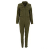 Women Solid Jumpsuit Sexy Bodycon Party Lapel Long-sleeved Playsuit Trousers Stylish Army Green Rompers Tracksuit For Women