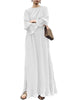Women Solid Long Sleeve Robe Longue ZANZEA Spring Retro A Line Vestido French Elegant Swing Kaftan 2023 Party Maxi Dress