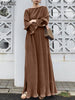 Women Solid Long Sleeve Robe Longue ZANZEA Spring Retro A Line Vestido French Elegant Swing Kaftan 2023 Party Maxi Dress