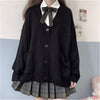Women Solid Oversize Loose Cardigan Student Kawaii Sweaters Preppy JK School Girl Cute Knitwear All-match Soft Basic Outwear