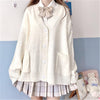 Women Solid Oversize Loose Cardigan Student Kawaii Sweaters Preppy JK School Girl Cute Knitwear All-match Soft Basic Outwear
