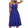 Women Solid Summer Dress Female Seaside Sling Sleeveless V-Neck Midi Dress Ladies High waist plus size black dress vestidos