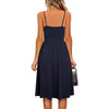 Women Solid Summer Dress Female Seaside Sling Sleeveless V-Neck Midi Dress Ladies High waist plus size black dress vestidos