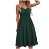 Women Solid Summer Dress Female Seaside Sling Sleeveless V-Neck Midi Dress Ladies High waist plus size black dress vestidos