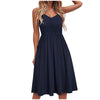 Women Solid Summer Dress Female Seaside Sling Sleeveless V-Neck Midi Dress Ladies High waist plus size black dress vestidos