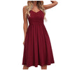 Women Solid Summer Dress Female Seaside Sling Sleeveless V-Neck Midi Dress Ladies High waist plus size black dress vestidos