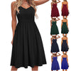 Women Solid Summer Dress Female Seaside Sling Sleeveless V-Neck Midi Dress Ladies High waist plus size black dress vestidos