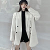 Women Solid White Pocket Boyfriend Style Blazer Lady Long Sleeves Turn Down Collar Korean Blazers All Match Blazers Autumn New