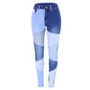 Women Splicing Jeans Slim Casual Tight High Waist Denim Trousers for Daily Life