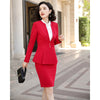 Women Spring Autumn Elegant 2 Piece Set Women Skirt Suits Slim Work Wear Office Ladies Long Sleeve Red Blazer and Skirt Outfits
