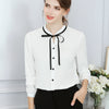 Women Spring Autumn Tops Office Ladies Blouse Fashion Long Sleeve Bow Slim White Shirt Female Cute Bodycon Work Blouses Blusas