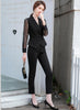Women Spring Lace Suits Business Temperament Formal Stripes Slim Blazer And Pants Office Ladies Two Piece Work Wear