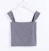 Women Square Neck Ribbed Crop Cami Top Crop Tank Top