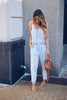 Women Strap Wide Legs Bodycon Jumpsuit Cowboy Romper Sleeveless Denim Trousers Clubwear