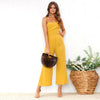 Women Strapless Jumpsuits 2022 Summer New Casual Spaghetti Strap Off Shoulder Solid Rompers Female Slim Yellow Overalls