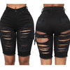 Women Street Style Short Jeans Ripped Distressed Hollow Out Stretch Denim Shorts 2022 Summer High Waist Biker Demin Black Jeans